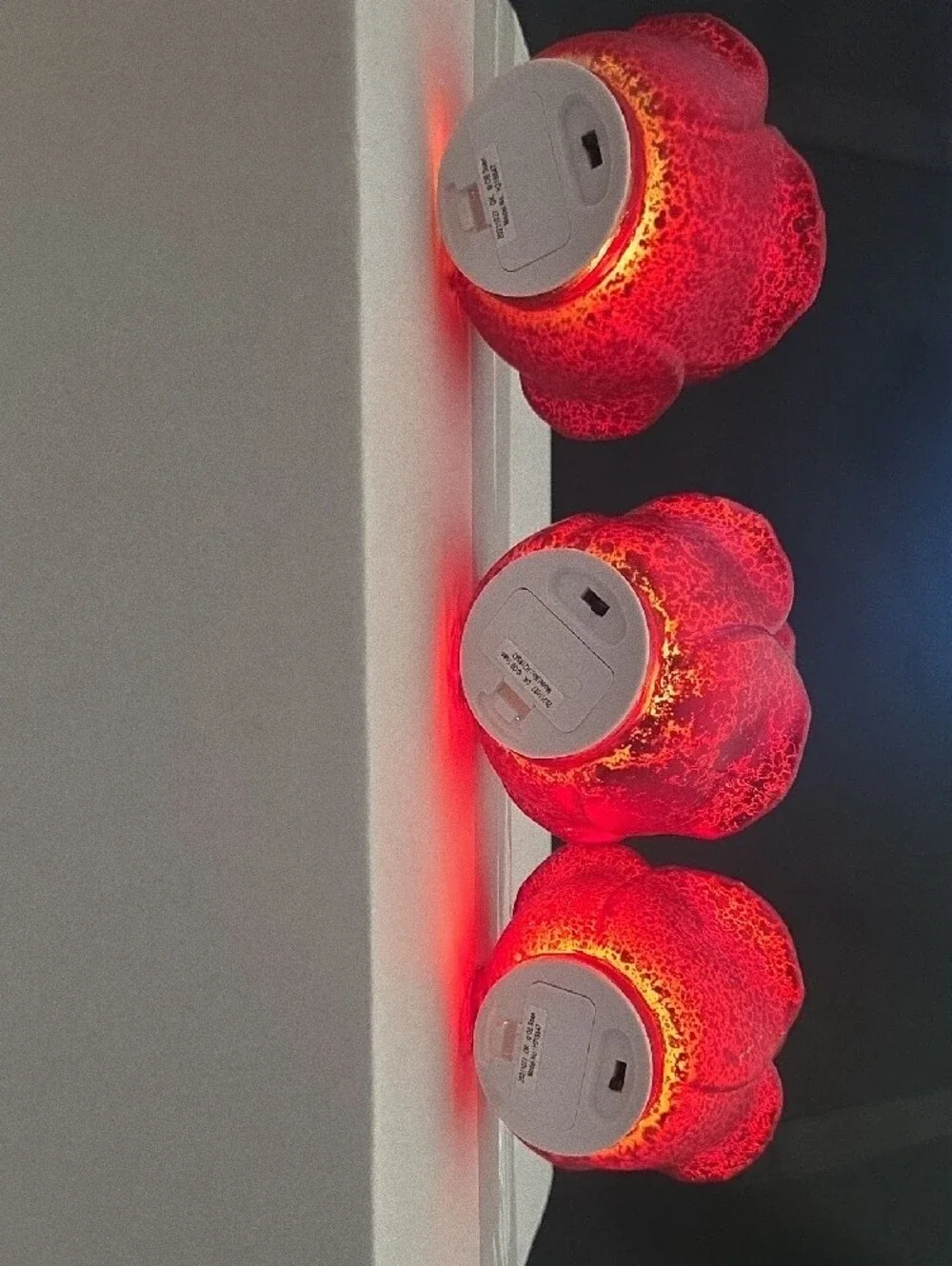 Red Glass Rose Votive Candle Holders - Set of 3